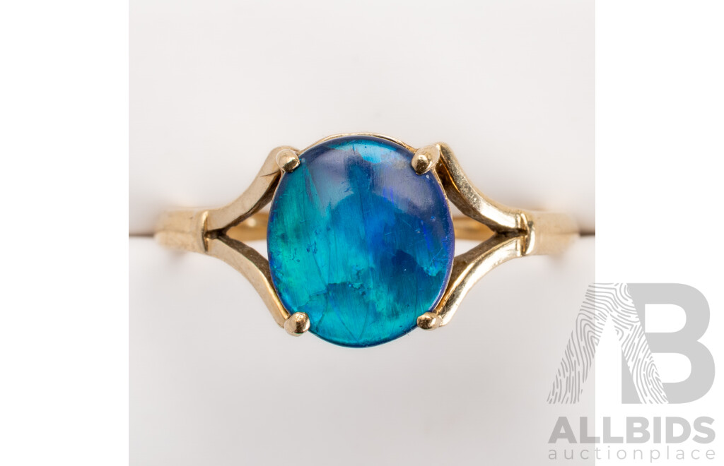 9ct Vintage Opal Doublet Ring, Size T, 2.87 Grams