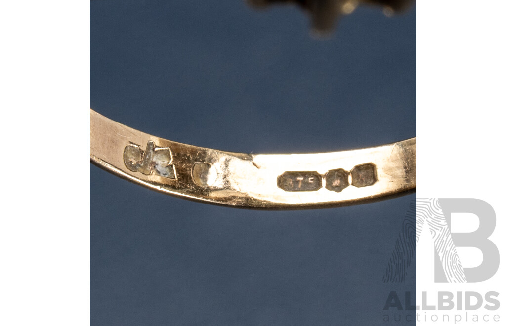 Vintage 9ct Emerald & White Sapphire Halo Ring, Size L, 1.65 Grams