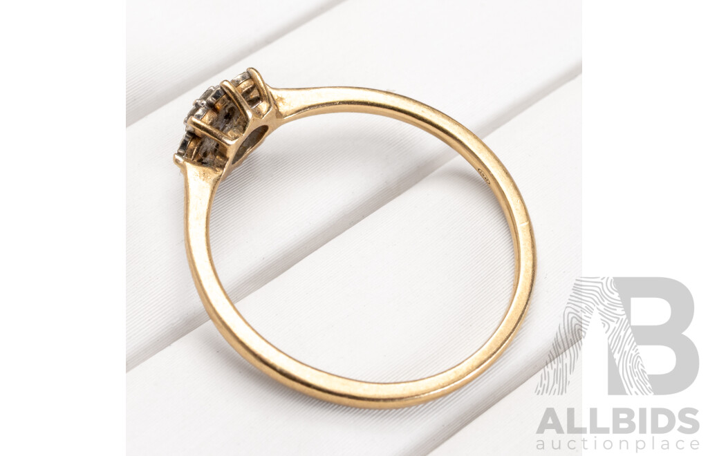 9ct Diamond Daisy Ring, TDW 0.05ct, Size O, 1.39 Grams