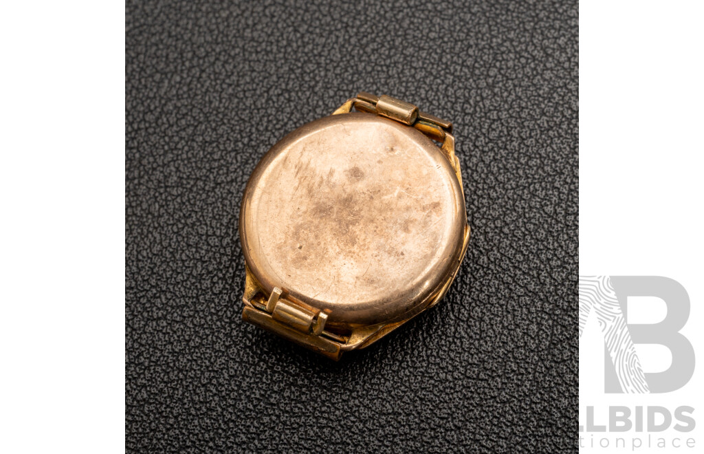 9ct Antique Art Deco Watch, 22mm, for Parts or Restoration, 8.87 Grams