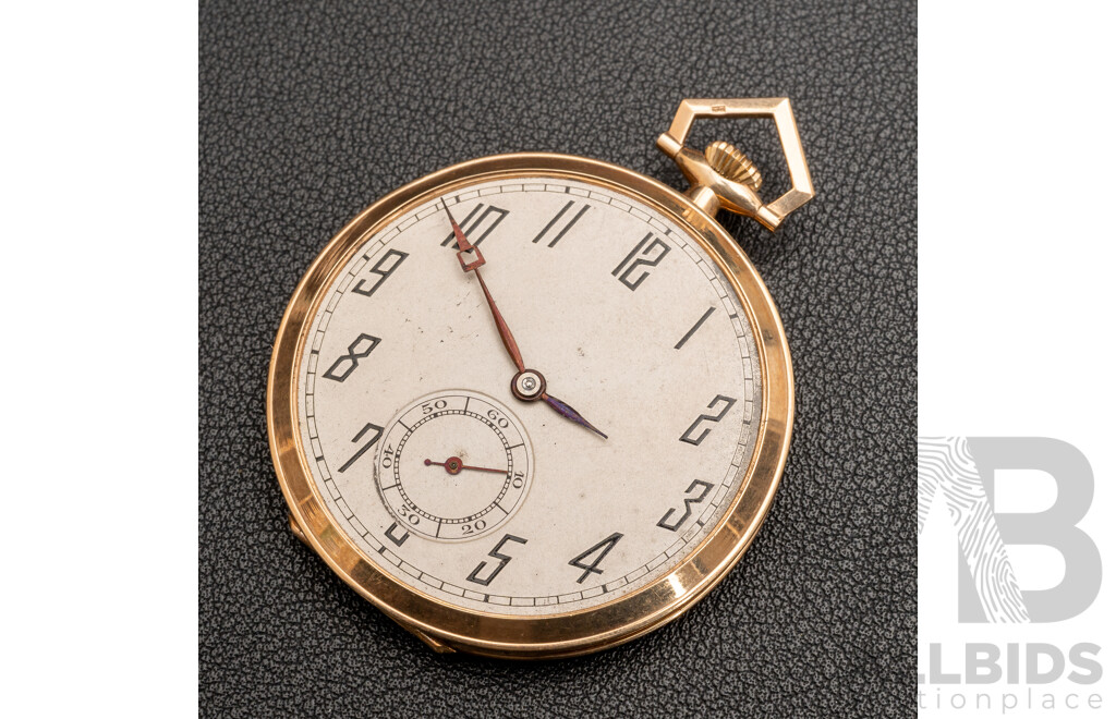 9ct Lavina Vintage Pocket Watch, 46mm, for Restoration, 48.26 Grams