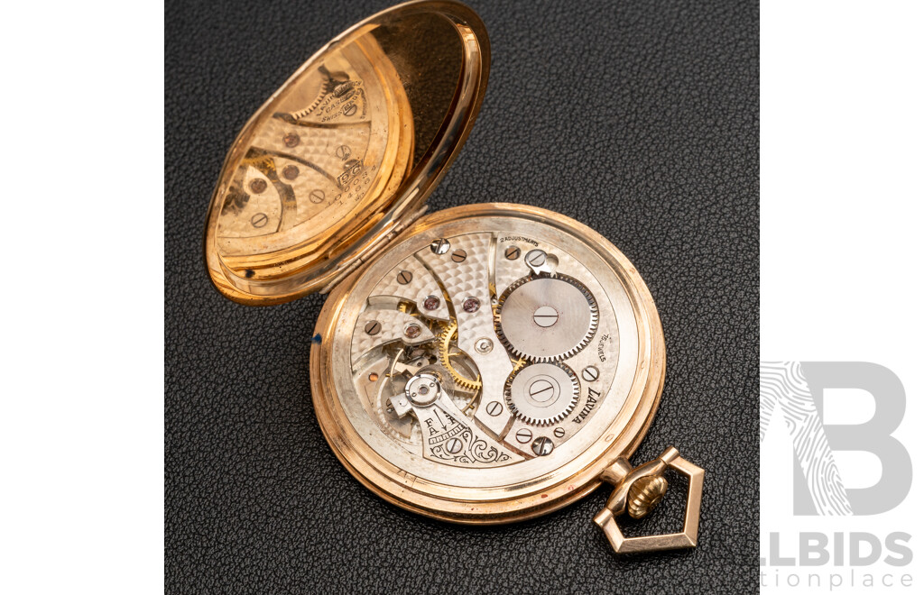 9ct Lavina Vintage Pocket Watch, 46mm, for Restoration, 48.26 Grams