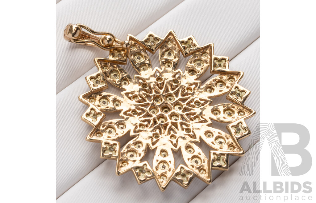 9ct Diamond Set Floral Enhancer Pendant, Est TDW 0.25ct, 29mm, 4.54 Grams