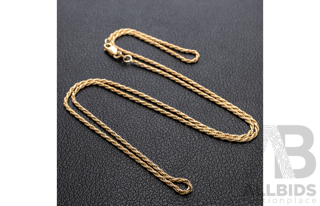 9ct rope twist Necklace, 50cm, 3.65 Grams