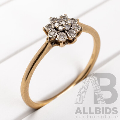9ct Diamond Daisy Ring, TDW 0.05ct, Size O, 1.39 Grams