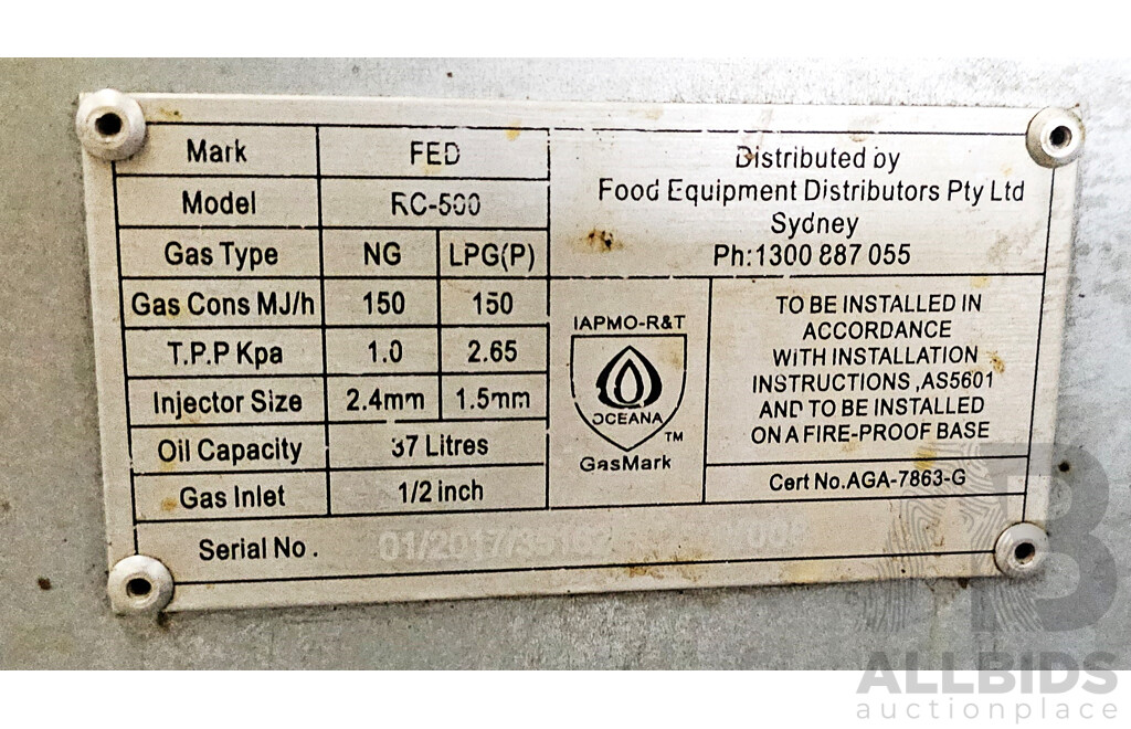 F.E.D Frymax 5 Burner Gas Fryer W/ Frying Baskets