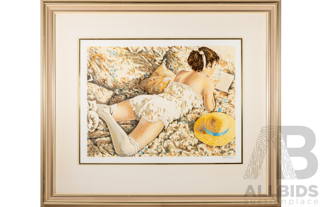 Robert Sarsony, (20th Century, American, 1938-), Girl Reading, Limited Edition and Signed Offset Lithograph, 99 x 114 cm (frame)