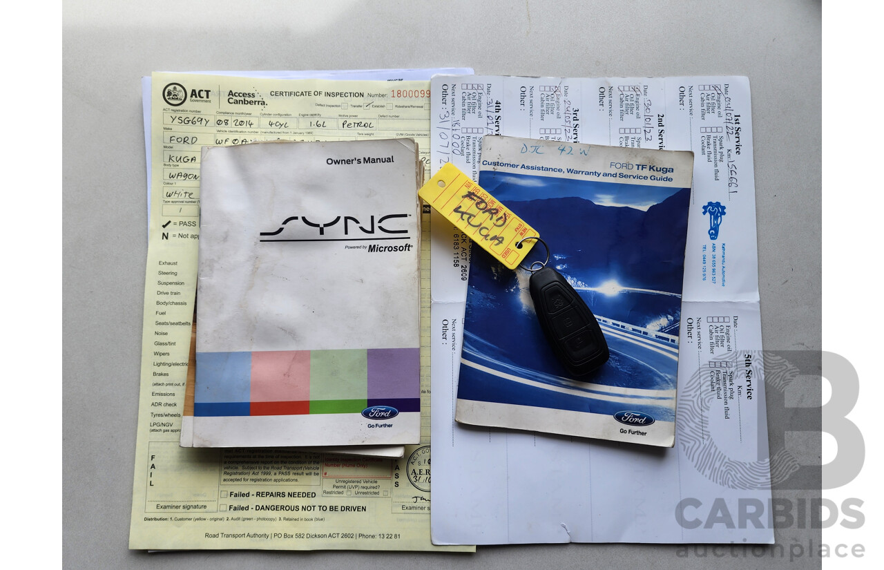 8/2014 Ford Kuga Ambiente (awd) TF 4d Wagon White 1.6L