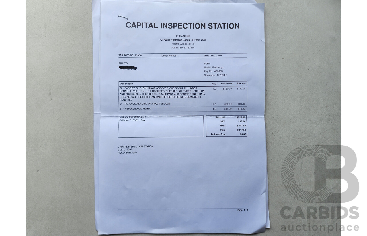 8/2014 Ford Kuga Ambiente (awd) TF 4d Wagon White 1.6L