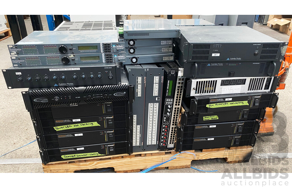 Pallet Lot of Assorted Audio Equipments/Amplifiers