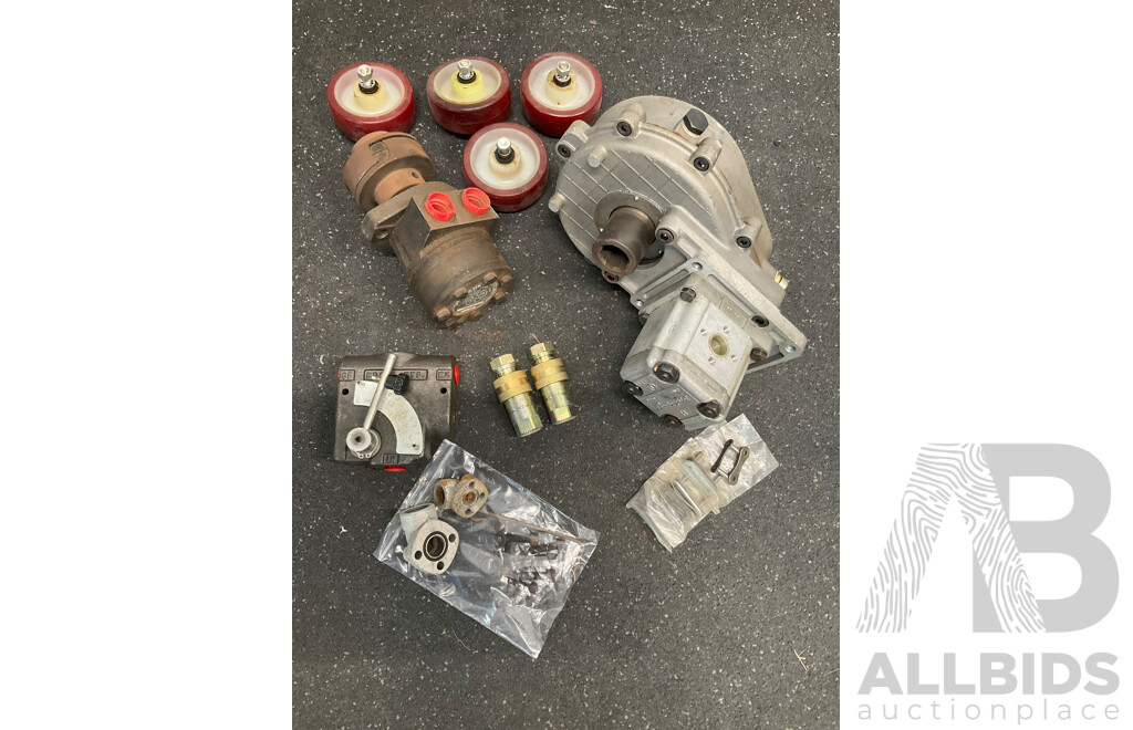 Collection of Hydraulic Agricultural Parts, Including Lamborighini Pump and Geardbox Assembly
