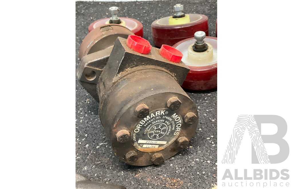 Collection of Hydraulic Agricultural Parts, Including Lamborighini Pump and Geardbox Assembly