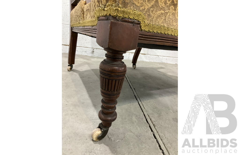 Pair of Grandfather and Grandmother Chairs with Velvet Upholstery