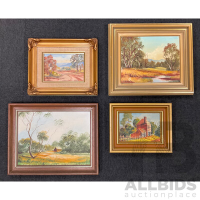 Assorted Paintings - Oil on Board - Lot of 4