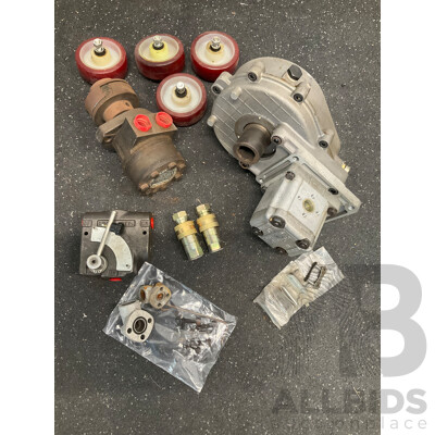 Collection of Hydraulic Agricultural Parts, Including Lamborighini Pump and Geardbox Assembly