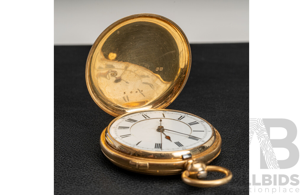 18ct Antique Doctors Watch Chronograph Hunter Pocket Watch, 48mm, Circa 1850's, 97.72 Grams