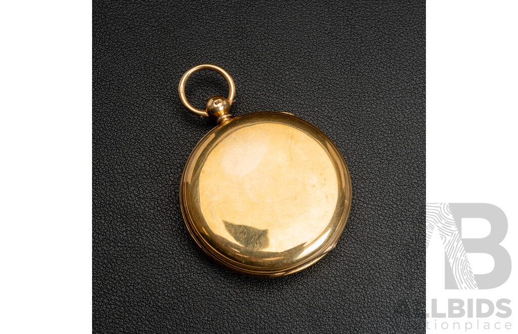 18ct Antique Doctors Watch Chronograph Hunter Pocket Watch, 48mm, Circa 1850's, 97.72 Grams