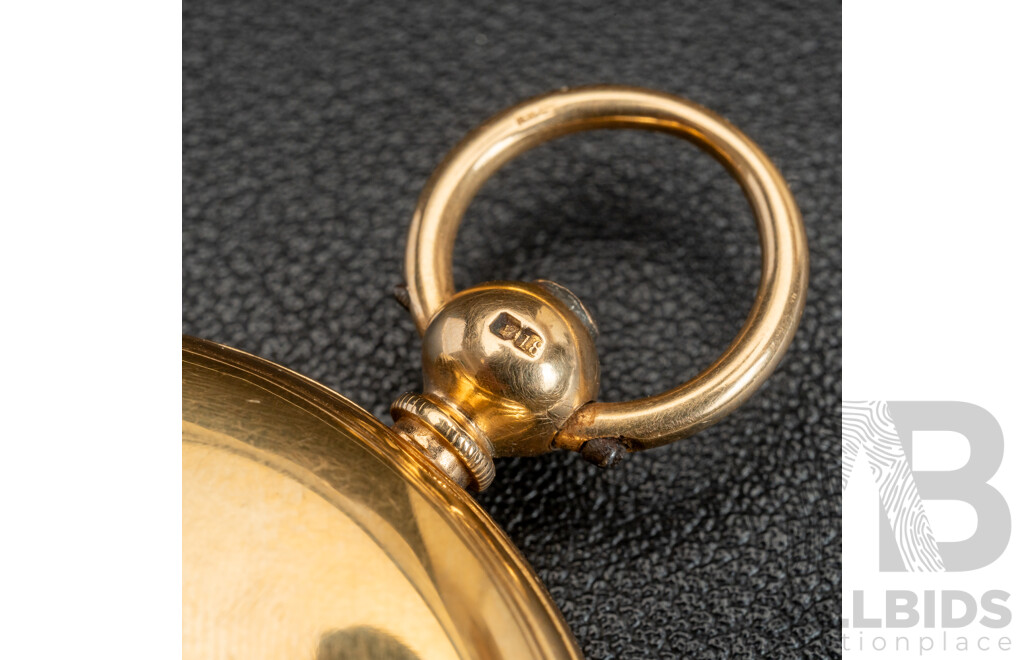 18ct Antique Doctors Watch Chronograph Hunter Pocket Watch, 48mm, Circa 1850's, 97.72 Grams