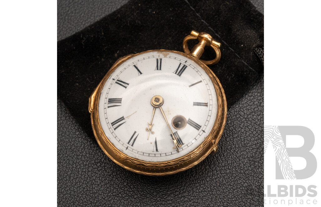 18ct Antique Lepine Paris Verge Escapement Mid 18th Century Gold Pocket Watch, 49.49 Grams