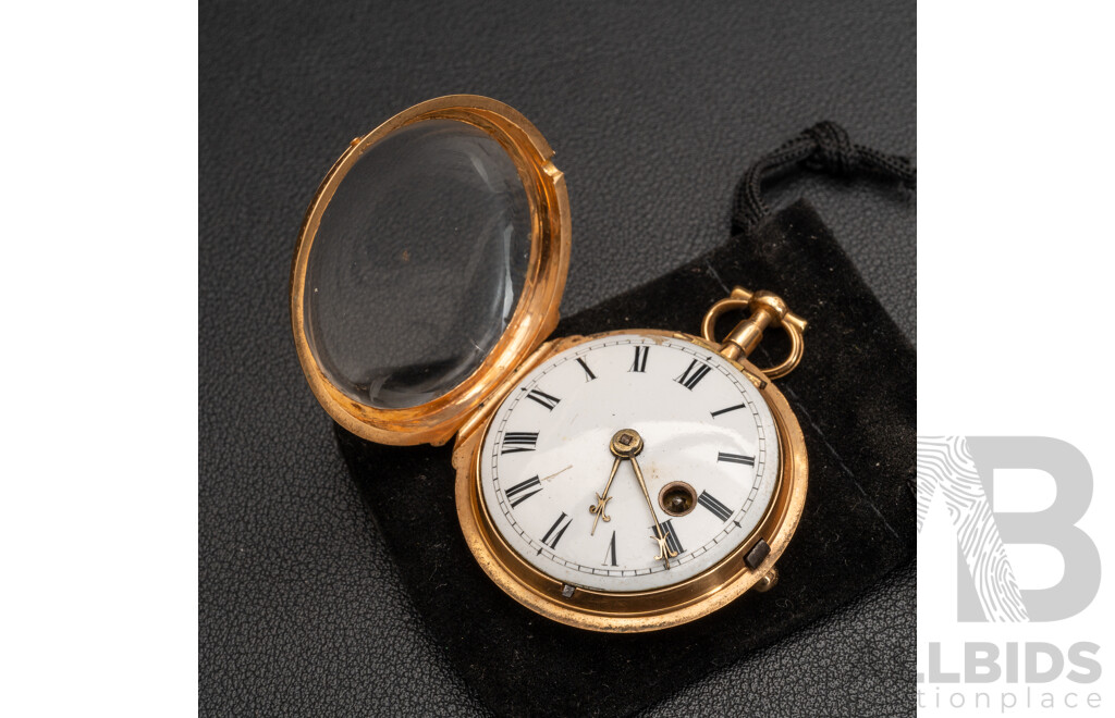 18ct Antique Lepine Paris Verge Escapement Mid 18th Century Gold Pocket Watch, 49.49 Grams
