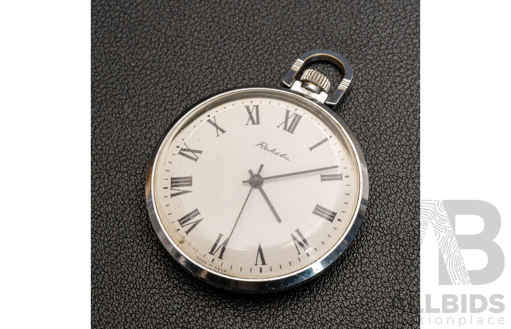 Racketa Vintage Swiss Open Face Pocket Watch with Nautical Theme, Circa 1950