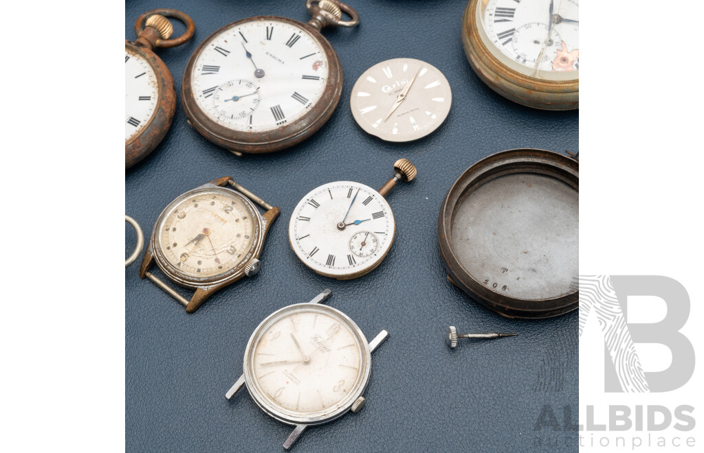 Large Collection of Antique & Vintage Watches for Parts/restoration, Incl. 54mm-38mm Pocket Watches