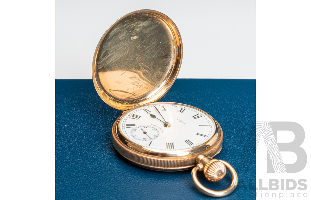 9ct Antique Waltham Hunter 48mm Pocket Watch, Circa 1922, 96.72 Grams