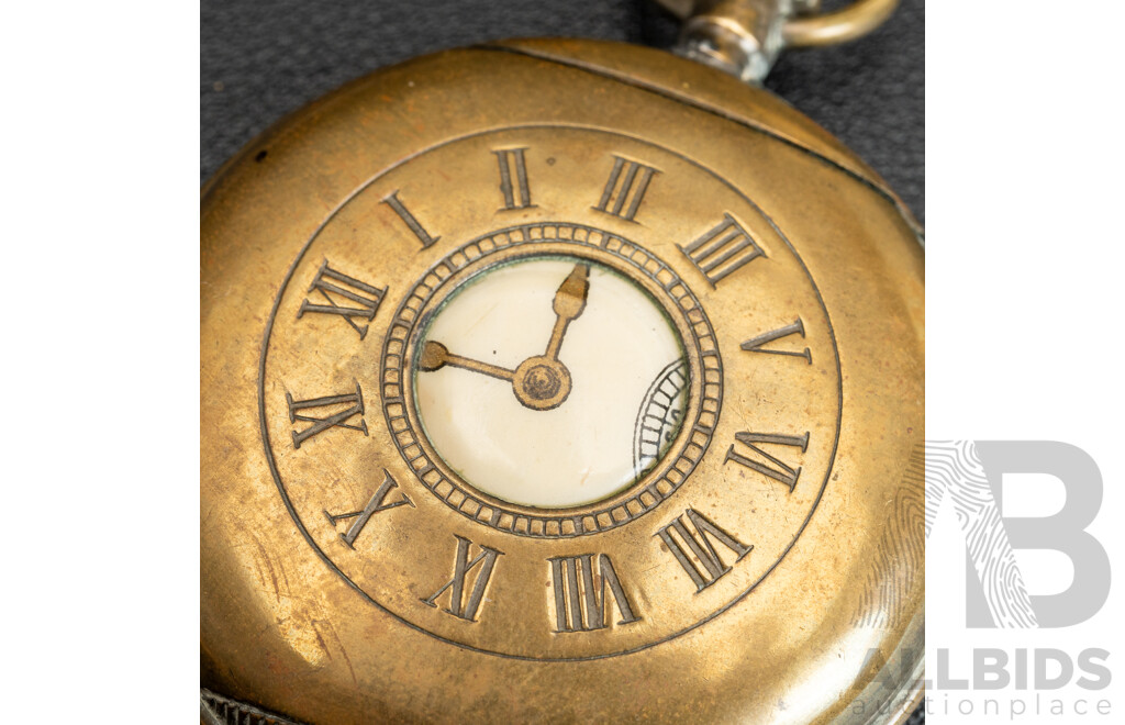 RARE - Antique Vesta 'Pocket Watch' Match Case, 48mm, Metal