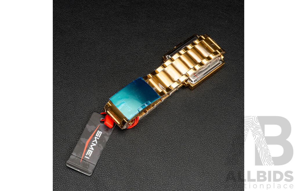 NEW - SKMEI LED Digital Wrist Watch, 2388, 35mm Gold Tone