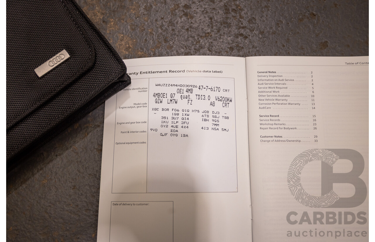 03/2017 Audi Q7 3.0 TDI QUATTRO (AWD) 4M MY17 4D Wagon Graphite Grey Metallic Turbo Diesel (200KW) 3.0L - 7 Seater