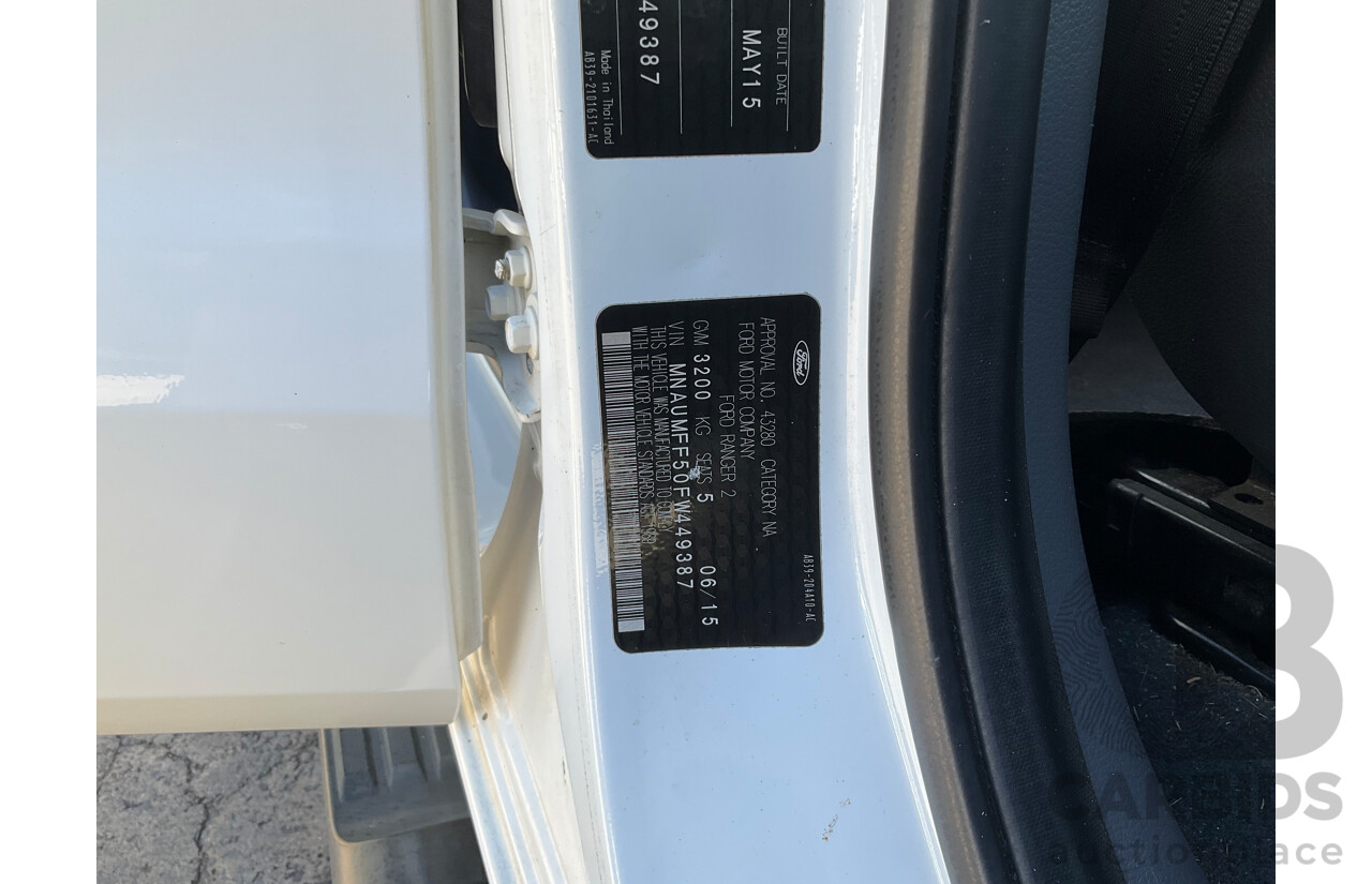 6/2015 Ford Ranger Wildtrak 3.2 (4x4) PX Crew Cab Utility Cool White Turbo Diesel 3.2L