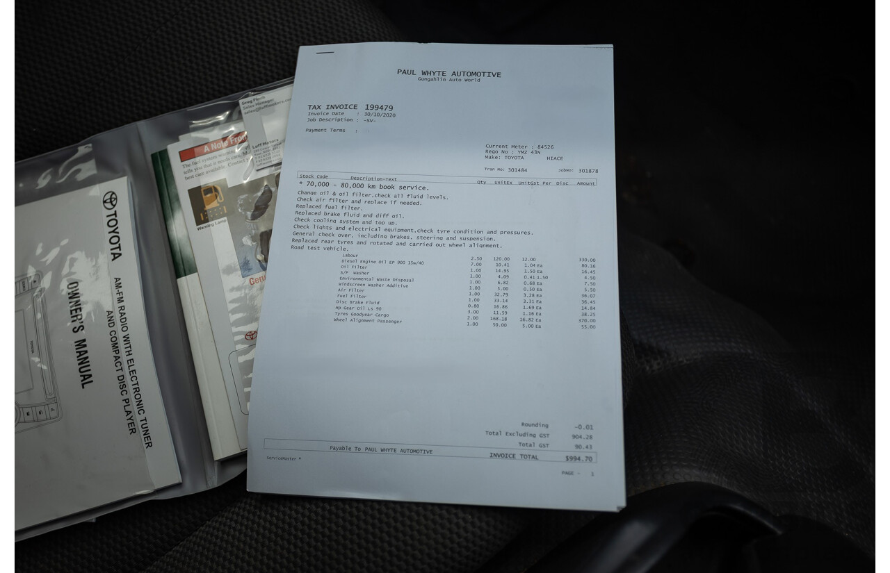 03/2016 Toyota Hiace LWB KDH201R MY16 4d Van Turbo Diesel 3.0L