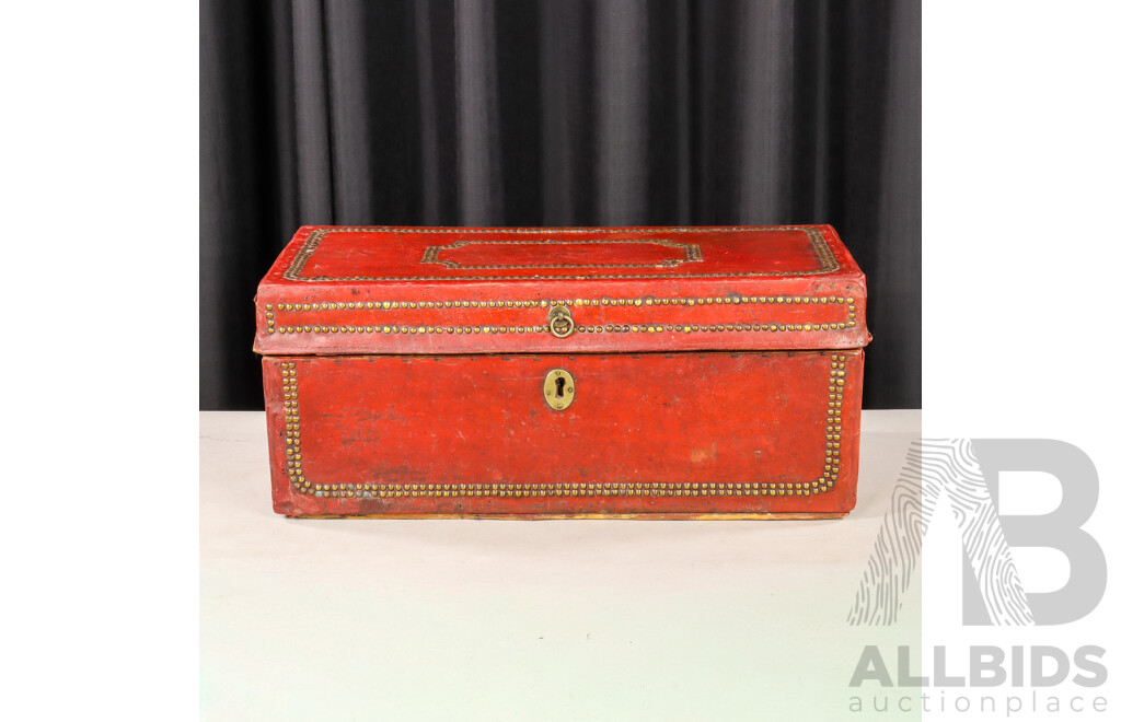 Vintage Leather Bound Storage Trunk