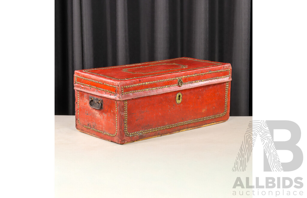 Vintage Leather Bound Storage Trunk