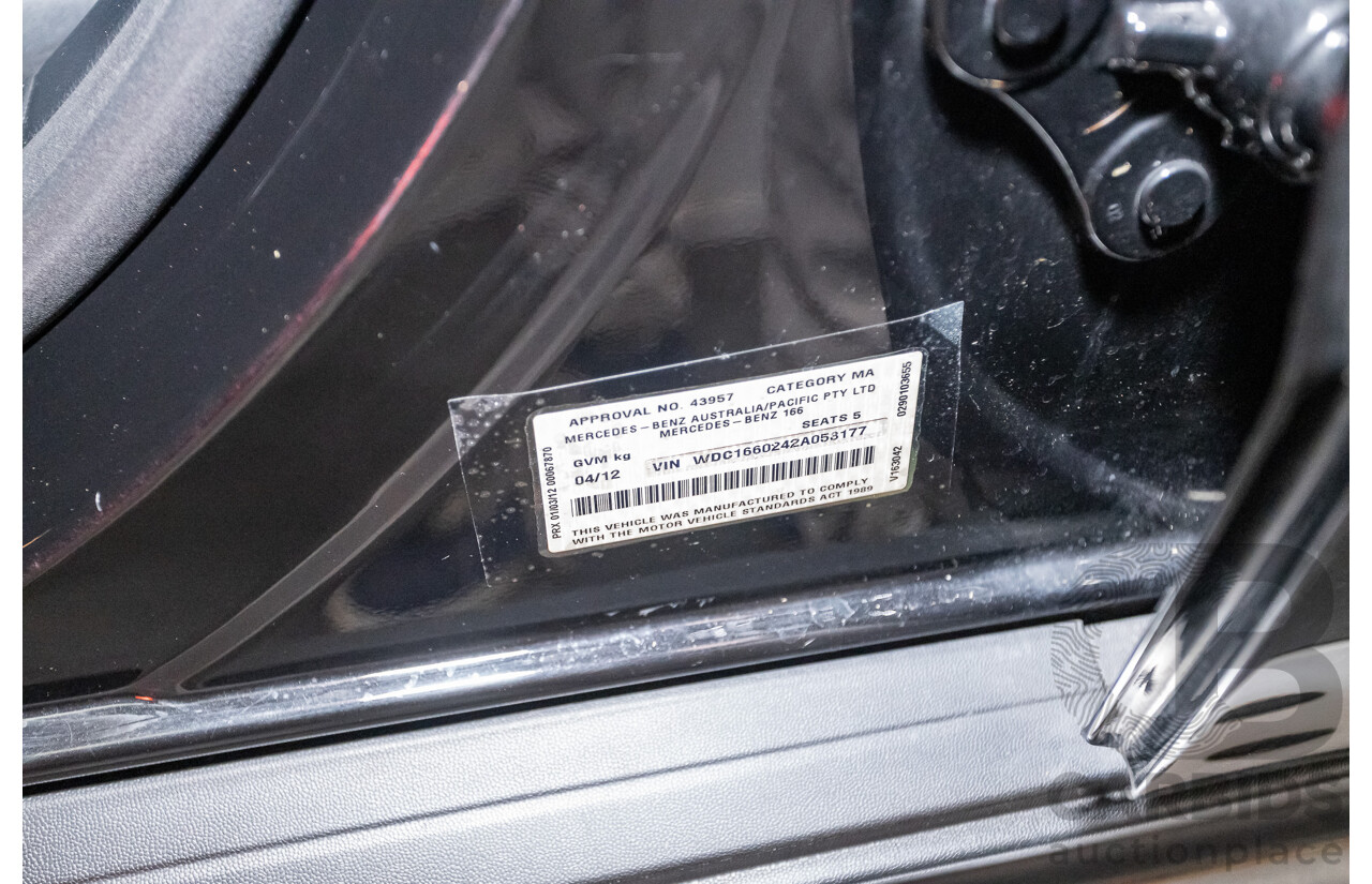 04/2012 Mercedes-Benz ML350 AMG Pack CDI Bluetec (4x4) 166 4d Wagon Obsidian Black Metallic Turbo Diesel 3.0L