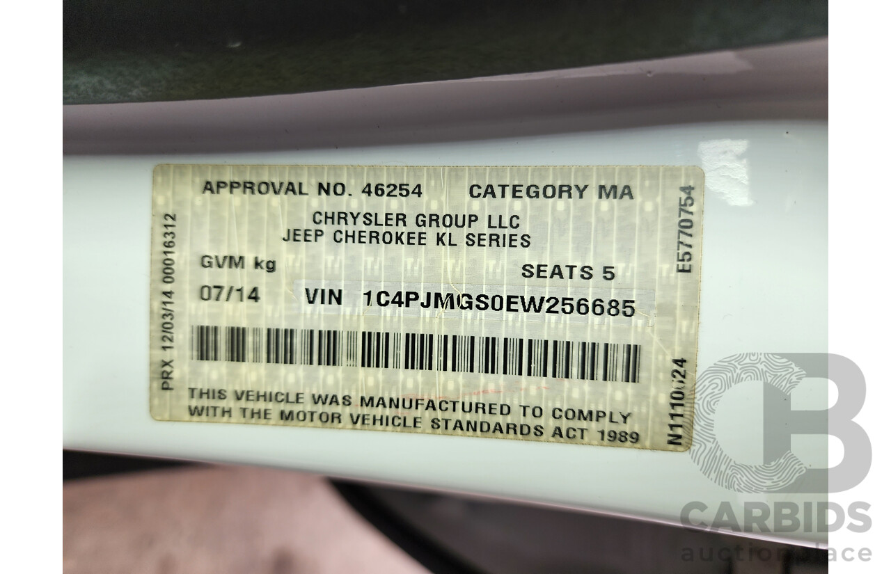 7/2014 Jeep Cherokee Longitude (4x4) KL 4d Wagon White 3.2L