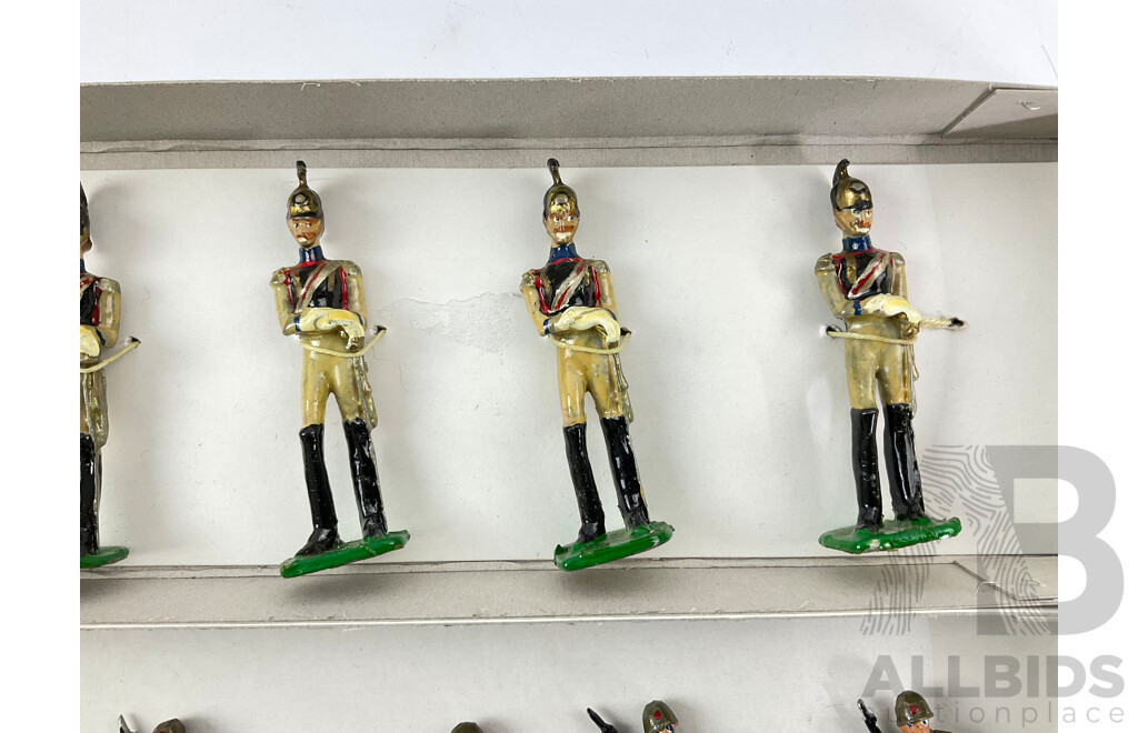 Vintage Cast Lead Russian Military Figures Including 1812 Emperor's Cuirassiers of Russia and USSR 1990 Troops in Afghanistan