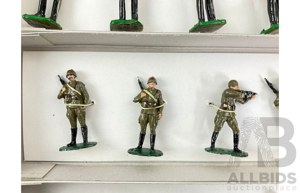 Vintage Cast Lead Russian Military Figures Including 1812 Emperor's Cuirassiers of Russia and USSR 1990 Troops in Afghanistan