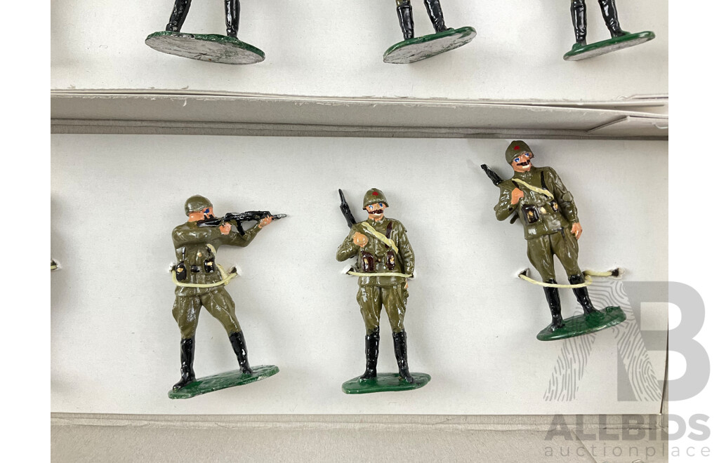 Vintage Cast Lead Russian Military Figures Including 1812 Emperor's Cuirassiers of Russia and USSR 1990 Troops in Afghanistan
