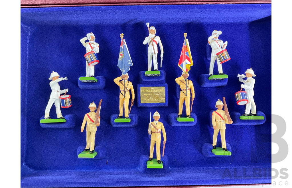 Vintage William Britain Cast Lead Limited Edition Royal Marines Set, 1955 Tercentenary Celebration of the British Colonies of Jamaica Made in England