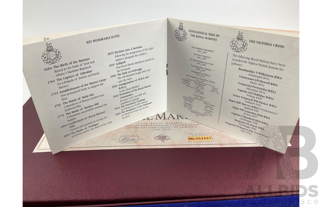 Vintage William Britain Cast Lead Limited Edition Royal Marines Set, 1955 Tercentenary Celebration of the British Colonies of Jamaica Made in England