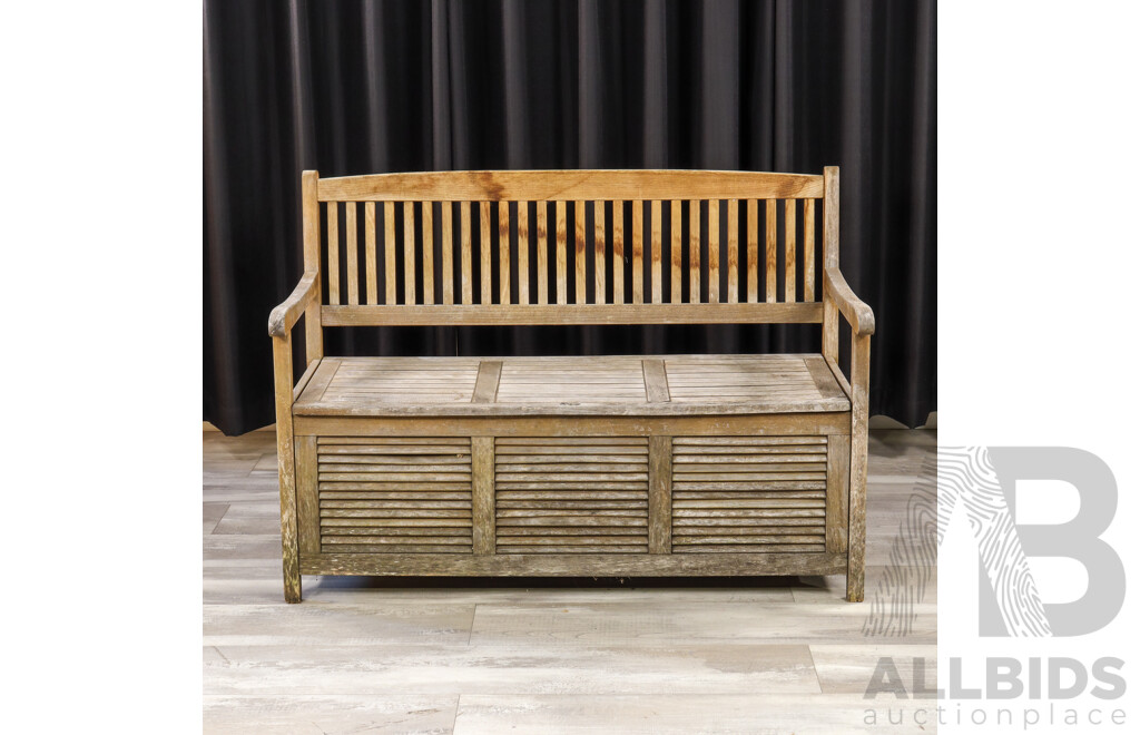 Vintage Teak Garden Bench with Storage