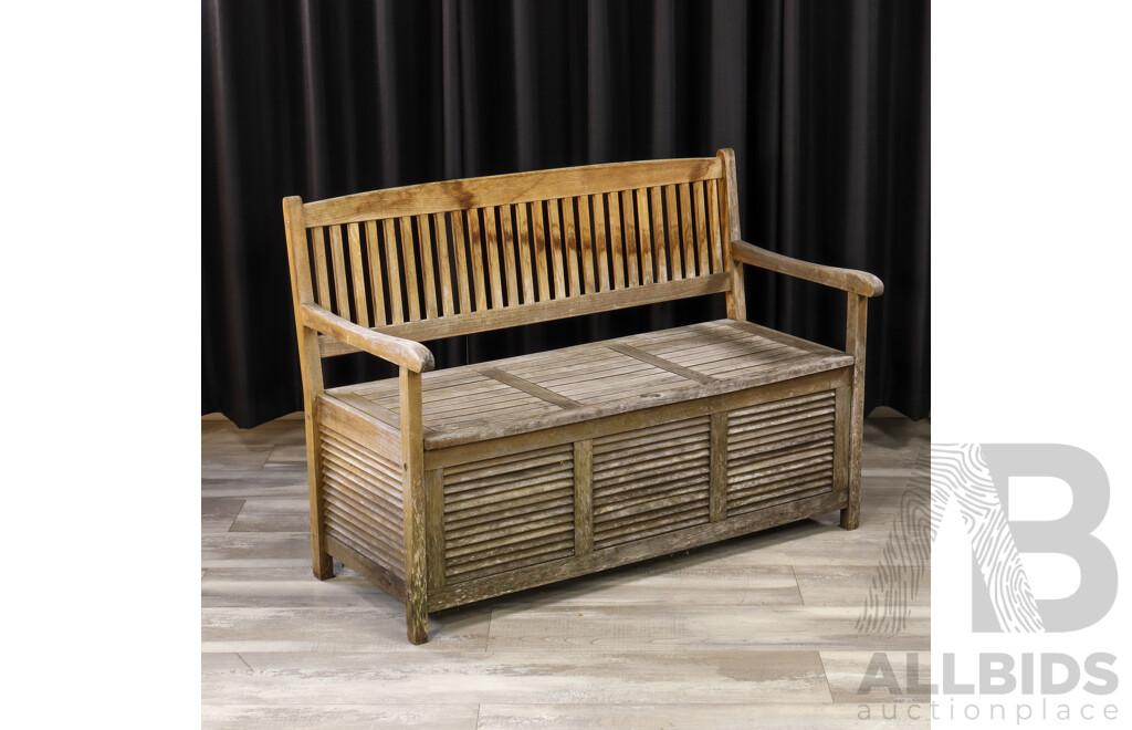 Vintage Teak Garden Bench with Storage
