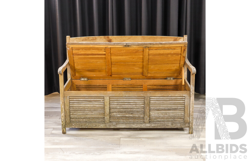 Vintage Teak Garden Bench with Storage