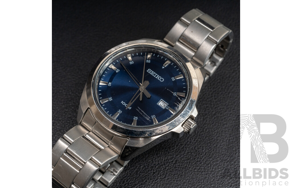 Seiko 6N42-00H0 100M Mens Watch, 42mm, Silver/navy