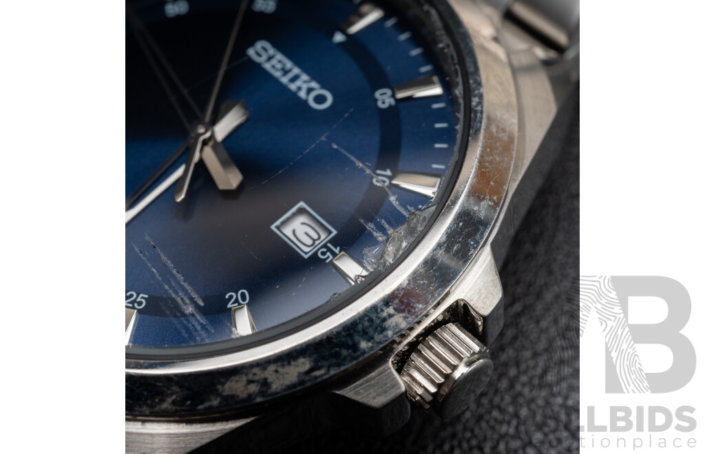 Seiko 6N42-00H0 100M Mens Watch, 42mm, Silver/navy