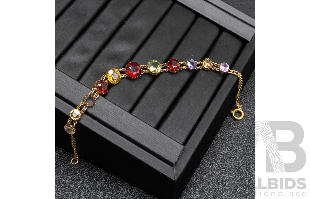 14ct Antique Victorian Harlequin Bracelet, 17cm, 5.32 Grams