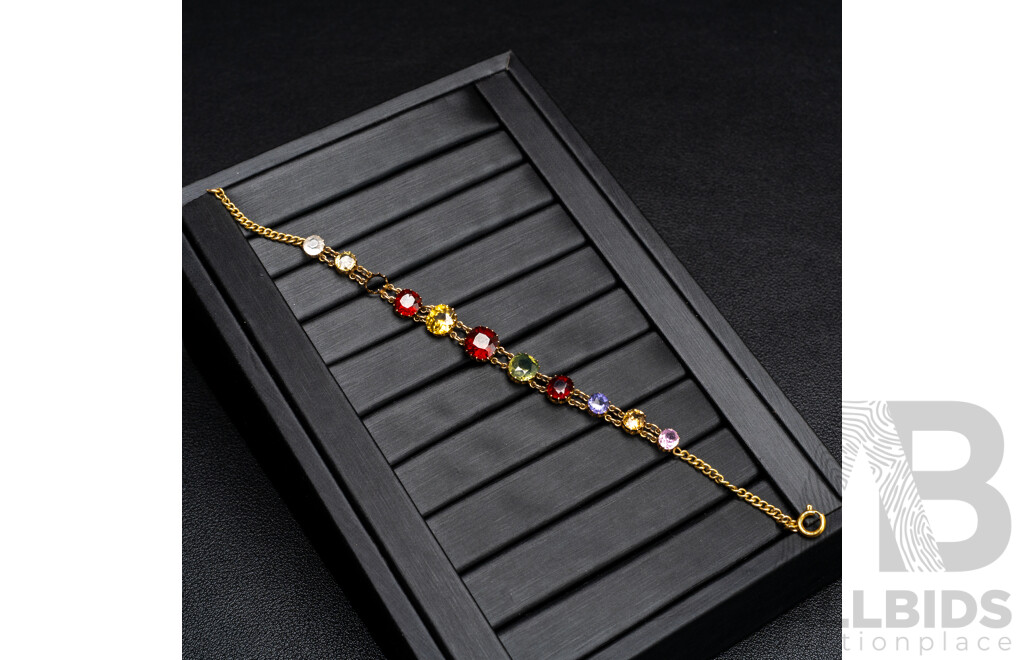 14ct Antique Victorian Harlequin Bracelet, 17cm, 5.32 Grams