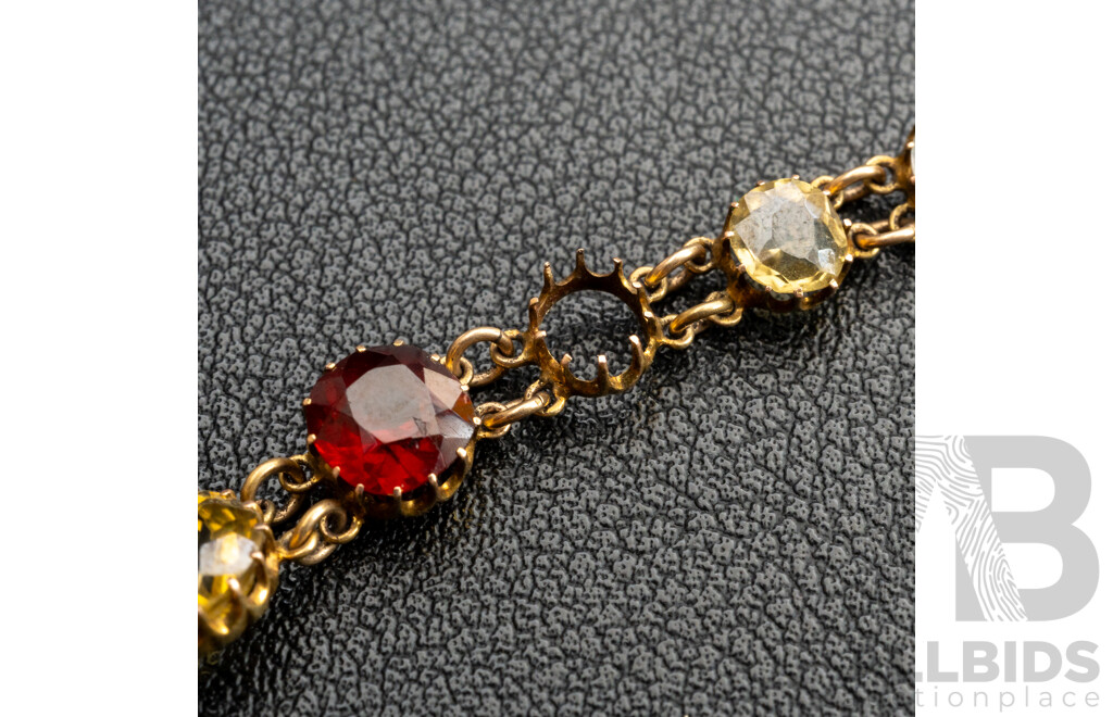 14ct Antique Victorian Harlequin Bracelet, 17cm, 5.32 Grams