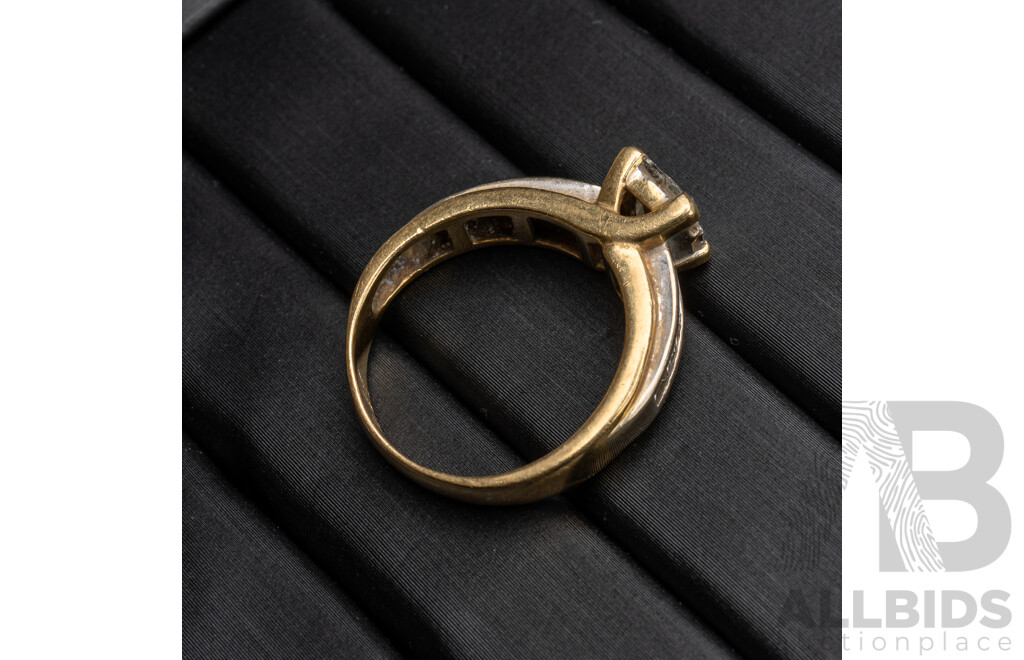 18ct 1.0ct Princess Cut Diamond Cluster Engagement Ring, Size N, 5.49 Grams